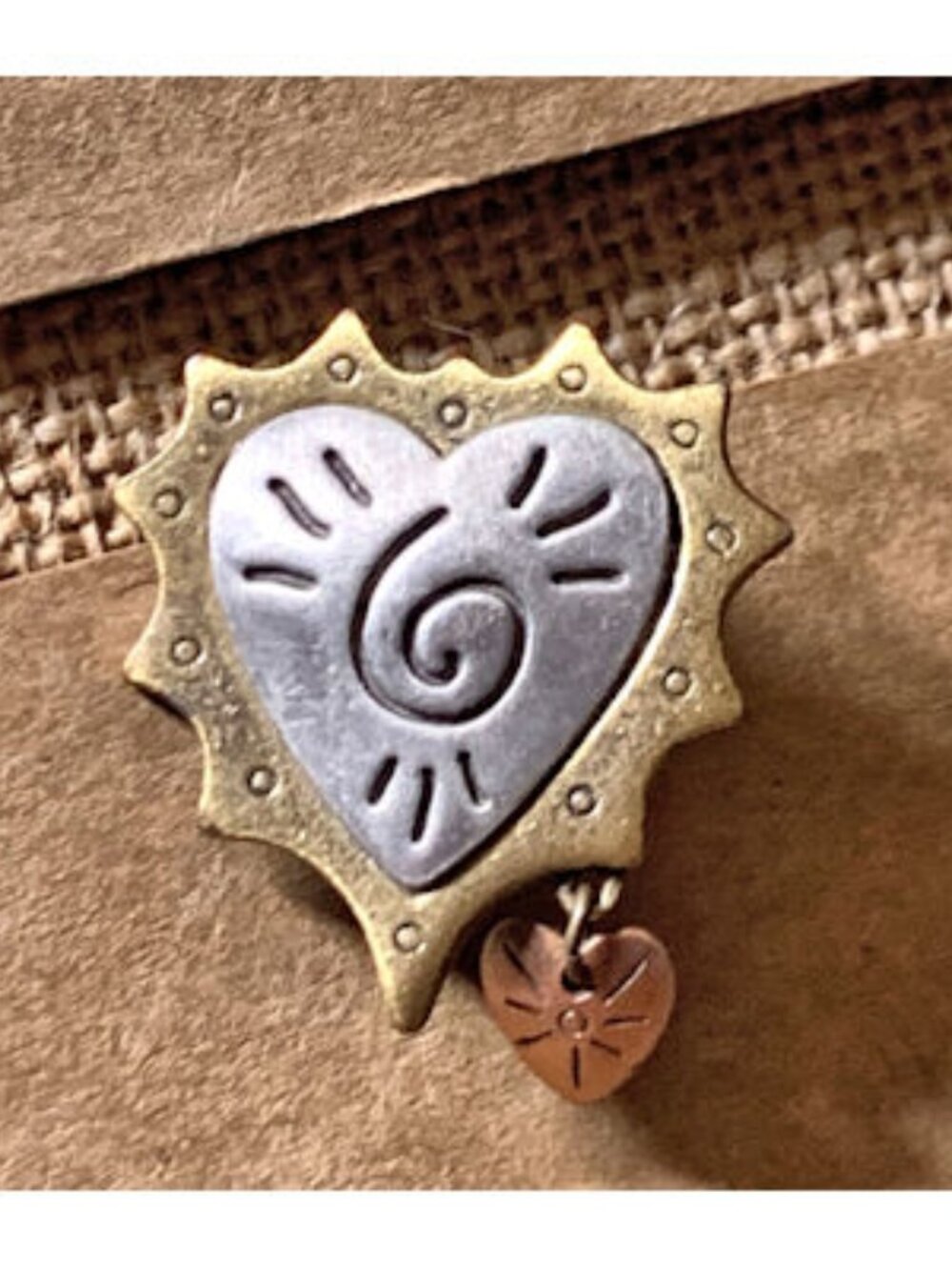 Heart Pinm Gold, SIlver, Copper